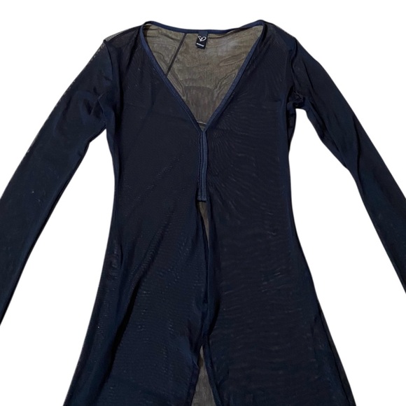 Windsor Y2K Women's Black Sheer Mesh Long Sleeve Top Sz Small Gothic Witchy - Picture 6 of 8